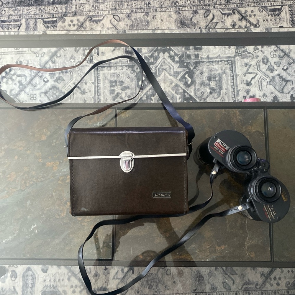Vintage Jason Statesman binoculars.  7 X 35 extra wide angle with case.